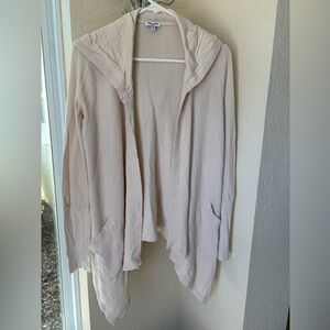 Splendid Cardigan hoodie women’s size Small -light tan waffle weave textured